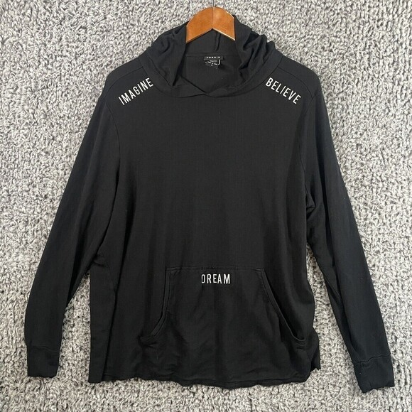 Torrid Hoodie Black Inspirational Embroidered Pullover Women's 0 XL Super Soft - Picture 1 of 8